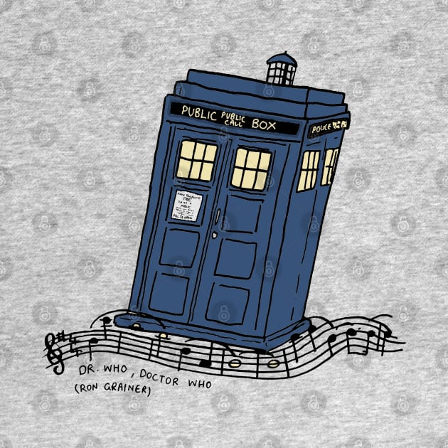 Tardis with Doctor Who Theme Music by JennyGreneIllustration